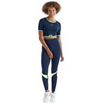 TOMMY LIFE Kadın Crop T-Shirt, İndigo, O Yaka, Bel Bağlama Detaylı, Standart Kalıp, Kısa Kol