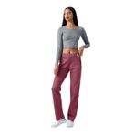 TOMMY LIFE Kadın Eşofman Altı, Soft Vişne, Fermuar Cepli, Rahat Form, Klasik Paça, XL