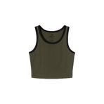 TOMMY LIFE Kadın Haki Basic Crop Top Atlet, U Yaka, M Beden