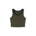 TOMMY LIFE Kadın Haki Basic Crop Top Atlet, U Yaka, S Beden