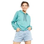 TOMMY LIFE Kadın Kapüşonlu Sweatshirt, Mint Yeşili, Uzun Kol, Rahat Form, 2XL