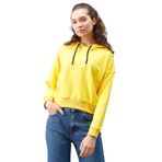 TOMMY LIFE Kadın Kapüşonlu Sweatshirt, Sarı, Uzun Kol, Rahat Form, 2XL