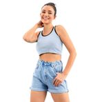 TOMMY LIFE Kadın Spor Büstiyer, Gök Mavi, U Yaka, Crop Top, S Beden