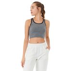 TOMMY LIFE Kadın Spor Büstiyer, Gri Melanj, Crop Top, U Yaka, L Beden