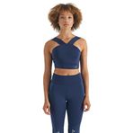 TOMMY LIFE Kadın Spor Büstiyer, İndigo, Logo Baskılı, Dar Kalıp, Dalgıç Kumaş, L Beden