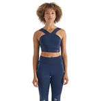 TOMMY LIFE Kadın Spor Büstiyer, İndigo, Logo Baskılı, Dar Kalıp, Dalgıç Kumaş, M Beden