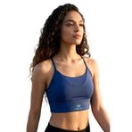TOMMY LIFE Kadın Spor Büstiyer, İndigo, Standart Fit, Sırt Detaylı, L Beden