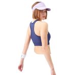 TOMMY LIFE Kadın Spor Büstiyer, İndigo, U Yaka, Sırt Detaylı, Dar Kalıp, M Beden