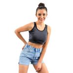 TOMMY LIFE Kadın Spor Büstiyer, Lacivert Melanj, U Yaka, Sıfır Kol, L Beden