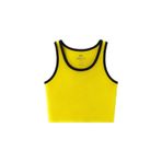 TOMMY LIFE Kadın Spor Büstiyer, Sarı, Dar Kalıp, U Yaka, Crop Top, S Beden