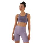 TOMMY LIFE Kadın Spor Büstiyer, U Yaka, Sırt Detaylı, Mor, XL