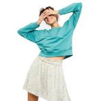 TOMMY LIFE Kadın Sweatshirt, Mint Yeşili, O Yaka, Basic Rahat Form, 2XL Beden