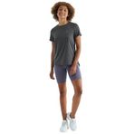 TOMMY LIFE Kadın T-Shirt, Koyu Gri, Sırt Yırtmaç Detaylı, O Yaka, Kısa Kollu, Standart Kalıp, L Beden