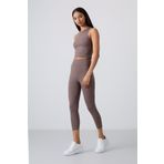 TOMMY LIFE Kahverengi Yüksek Bel Kapri-crop Atlet Slim Fit Kadın Tayt Takım - 95284