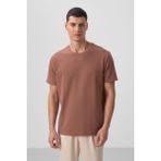 Tommy Life Kahverengi Yüzeyi Dokulu Rahat Form Basic Erkek T-Shirt - 88436 - XL