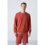 Tommy Life Kiremit Basic O Yaka Rahat Form Erkek Sweatshirt - 88053