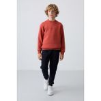 Tommy Life Kiremit-Lacivert Pamuklu Kalın İçi Tüylü Standart Fit Nakışlı Erkek Çocuk Eşofman Takım - 11249 - 12 - 13 Yaş - Kiremit - Lacivert