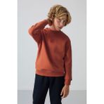 Tommy Life Kiremit Pamuklu Kalın Içi Tüylü Yumuşak Dokulu Standart Fit Nakışlı Erkek Çocuk sweatshirt - 11232