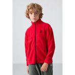 TOMMY LIFE Kırmızı Kalın Yumuşak Dokulu Standart Fit Nakışlı Polar Erkek Çocuk Sweatshirt - 11223