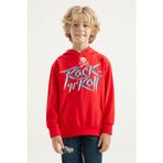 Tommy Life Kırmızı Yazı Baskılı Kanguru Cepli Kapüşonlu Standart Kalıp Erkek Çocuk Sweatshirt - 11002