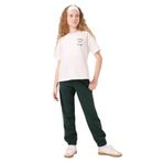TOMMY LIFE Kız Çocuk Eşofman Takımı, O Yaka Baskılı, Lastik Paçalı, Standart Fit, Ekru-Çam Yeşil, 8-9 Yaş