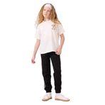 TOMMY LIFE Kız Çocuk Eşofman Takımı, O Yaka Baskılı, Lastik Paçalı, Standart Fit, Ekru-Siyah, 8-9 Yaş