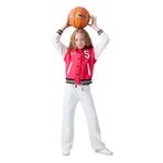 TOMMY LIFE Kız Çocuk Kolej Ceketi, Viva Kırmızı, Pamuklu İçi Tüylü, Nakışlı, 9-10 Yaş
