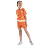 TOMMY LIFE Kız Çocuk Polo Yaka Kısa Kollu Şort Takım, Oranj, 11-12 Yaş