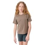 TOMMY LIFE Koyu Bej Pamuklu O Yaka Oversize Fit Basic Kız Çocuk T-Shirt, 14-15 Yaş