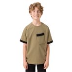 TOMMY LIFE Koyu Bej Pamuklu Yumuşak Dokulu Oversize Cep Detaylı Erkek Çocuk T-Shirt, 13-14 Yaş