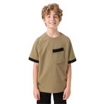 TOMMY LIFE Koyu Bej Pamuklu Yumuşak Dokulu Oversize Cep Detaylı Erkek Çocuk T-Shirt, 14-15 Yaş