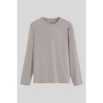 TOMMY LIFE Koyu Bej Standart Fit Basic O Yaka Uzun Kollu İnce Erkek T-Shirt - 87997