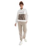 TOMMY LIFE Koyu Bej Yüksek Bel Şardonlu 3 İplik Pamuklu Kadın Eşofman Altı, XL