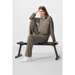 TOMMY LIFE Koyu Bej Yumuşak Dokulu Dik Yaka Oversize Lastikli Kadın Eşofman Takım - 95349
