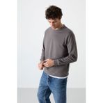 Tommy Life Koyu Gri Basic O Yaka Rahat Form Erkek Sweatshirt - 88053