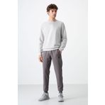 Tommy Life Koyu Gri Fermuar Cepli Standart Kalıp Jogger Erkek Eşofman Alt - 84587
