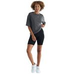 TOMMY LIFE Koyu Gri O Yaka Baskı Detaylı Oversize Kısa Kol Kadın T-Shirt, M Beden