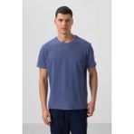 Tommy Life Koyu Mavi Yüzeyi Dokulu Rahat Form Basic Erkek T-Shirt - 88436 - 2XL