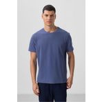 Tommy Life Koyu Mavi Yüzeyi Dokulu Rahat Form Basic Erkek T-Shirt - 88436