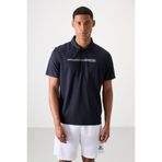 TOMMY LIFE Lacivert Nefes Alan Dokulu Ince Esnek Standart Fit Polo Yaka Erkek Performans T-shirt - 88393