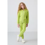 TOMMY LIFE Lime Yeşil Pamuklu İçi Tüylü Yumuşak Dokulu Standart Fit Nakışlı Kız Çocuk Eşofman Takım - 75148