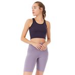 TOMMY LIFE Mor Basic Sıfır Kol Dar Kalıp U Yaka Kadın Crop Top Spor Büstiyer, L Beden