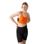 TOMMY LIFE Neon Oranj Çapraz Sırt Detaylı Slim Fit U Yaka Pedli Kadın Spor Büstiyer, L Beden