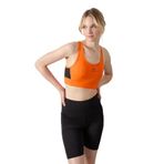 TOMMY LIFE Neon Oranj Çapraz Sırt Detaylı Slim Fit U Yaka Pedli Kadın Spor Büstiyer, S Beden
