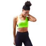 TOMMY LIFE Neon Sarı Çapraz Sırt Detaylı Slim Fit U Yaka Pedli Kadın Spor Büstiyer, XL