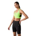 TOMMY LIFE Neon Sarı Çapraz Sırt Detaylı Spor Büstiyer, U Yaka, L Beden