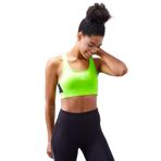 TOMMY LIFE Neon Sarı Çapraz Sırt Detaylı, U Yaka Pedli Spor Büstiyer, M Beden