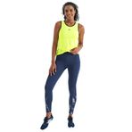 TOMMY LIFE Neon Sarı Logo Baskılı Biye Şeritli Kadın Spor Atlet, XL