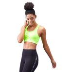 TOMMY LIFE Neon Sarı Spor Büstiyer, U Yaka, Sırt Detaylı, S Beden