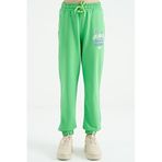 TOMMY LIFE Neon Yeşil Yazı Nakışlı Standart Kalıp Jogger Kız Çocuk Eşofman Altı, 7-8 Yaş